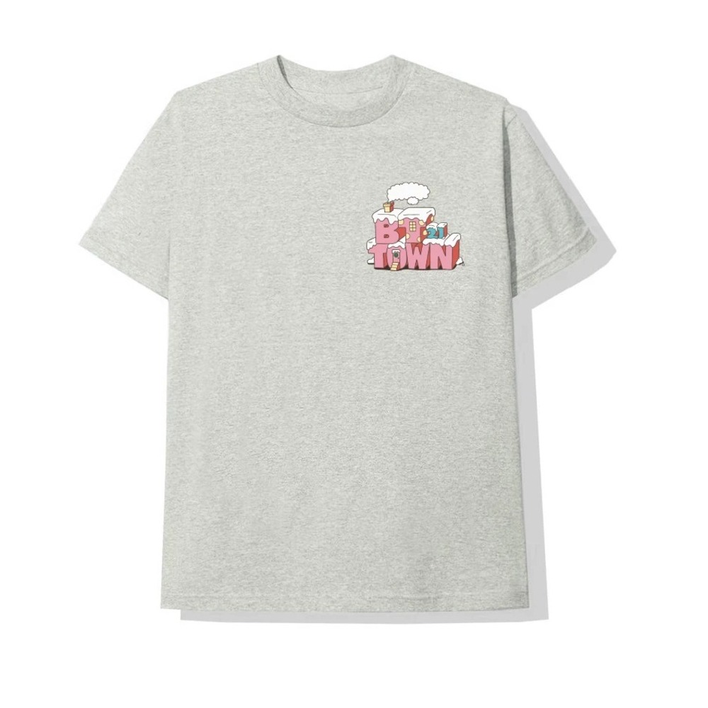 BT21 CLUB T-Shirt Unisex Small Ash Gray Town Short Sleeve‎ Graphic BTS Logo